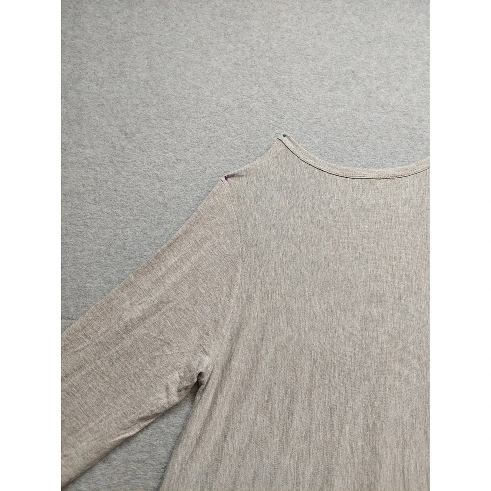 Oddy Women Sweater 3XL Gray Fringe Hem 3/4 Sleeve‎ Lightweight Knit Boho Western